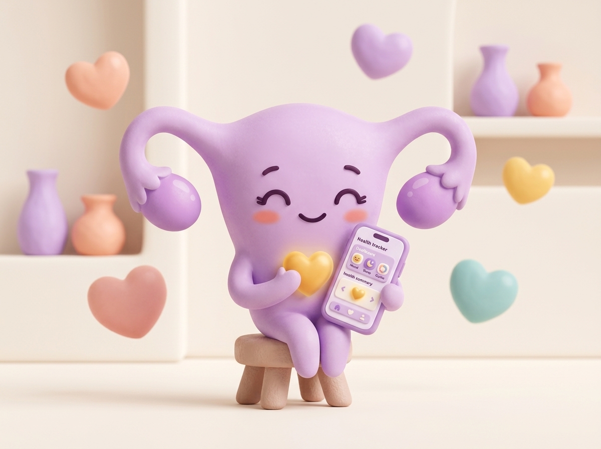 EndoLife - Mascota oficial usando la app de salud y registro